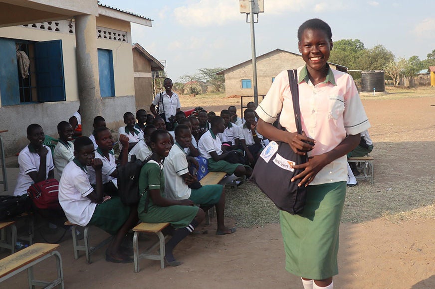 Nebila along with her school mates received hygiene kits from World Vision. (South Sudan, 2021)