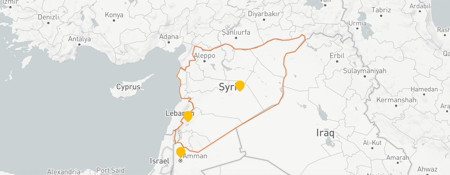 A map of Syria showing several locations where World Vision made an impact.